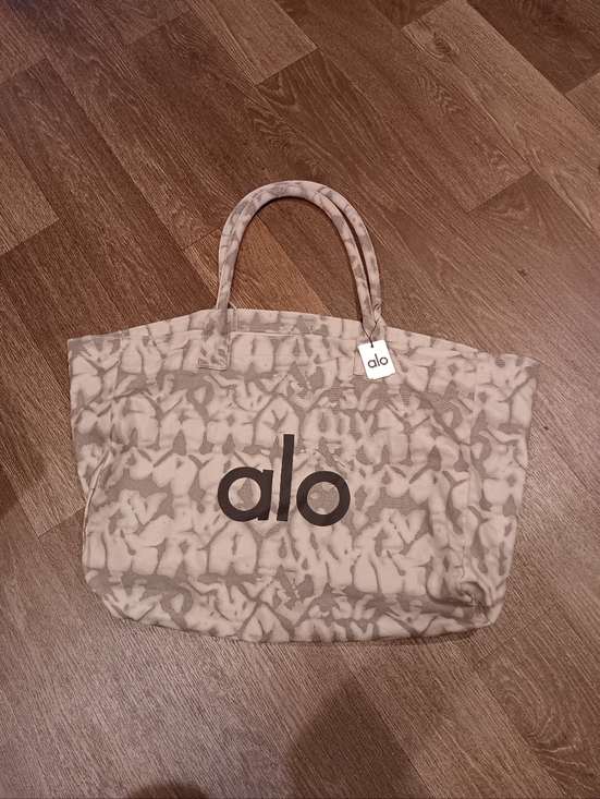ALO Yoga Handbags - ALO Yoga Tote Bag Gray Tie-Dye Cotton Canvas Large Gym Travel Shop New